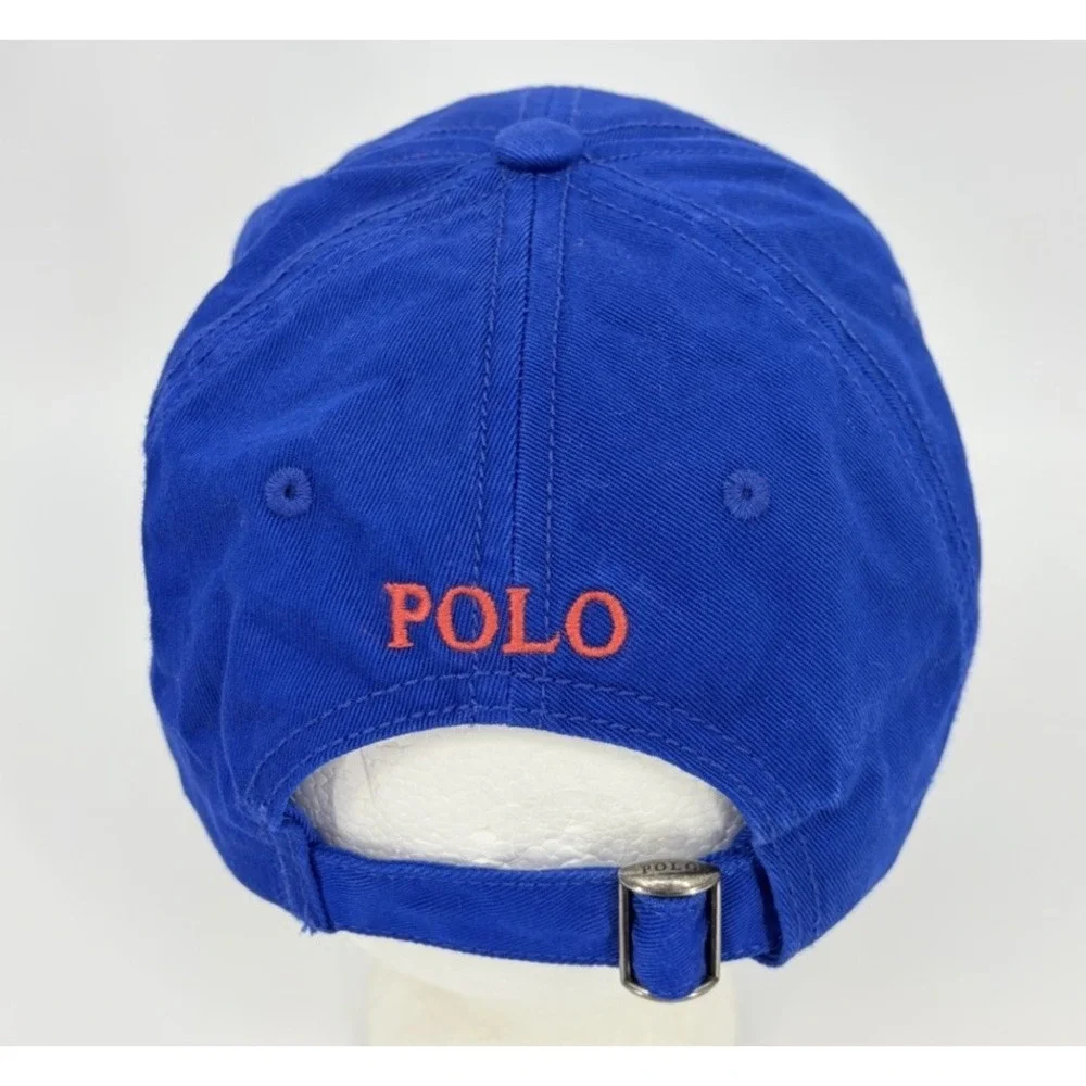 Polo Golf Ralph Lauren Hat Cap Blue with Red Pony Logo Strap Back Casual Faded